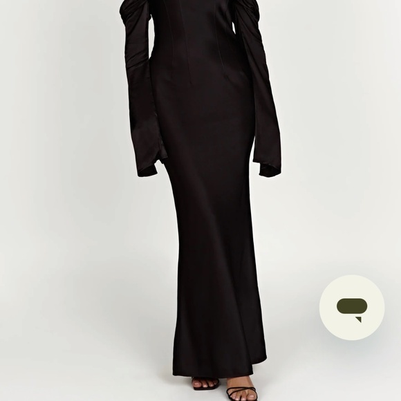 black full length meshki Giselle dress - size L - Picture 2 of 4